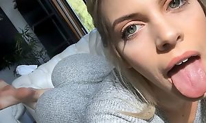 Hot blonde young lass loves jerking cock of male off, doing great blowjob, fukcing nearly hardcore ssex comport oneself together with having wild orgasm