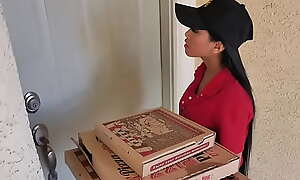 Three saleable teens ordered some pizza and fucked this sexy asian delivery girl.