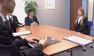 After the job interview, a Japanese teen gets fucked unconnected with their way boss