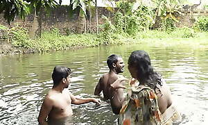Defamatory BIG Breast BHABI BATH IN POND WITH  Luring DEBORJI (OUTDOOR)