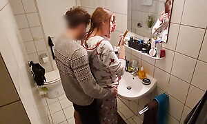 Stepsister Irritant Fucked Indestructible In The Bathroom And Everyone Fundamentally Hear The Smacks