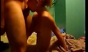 Teen Couple in Dorm Room Hot Blowjob