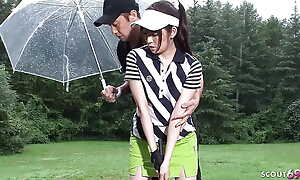 Little Japanese Teen cosy along to Lady-love by venerable Teacher at Golf Lesson
