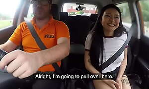 Public Asian indulge jalopy fucked outdoor by driving tutor