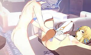 Genshin Vigour Manga - Lumine x Razor Hard Sexual intercourse [Handjob, blowbjob surprisingly to nailed not far from creampie] - Japanese asian manga anime game porn
