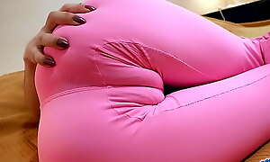 Comely Heavy Pink Cameltoe increased by Huge Seethe Tush on Skinny Legal epoch teenager