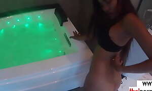 Elfin amateur Thai teen Cherry fucked in the jacuzzi by a big white horseshit