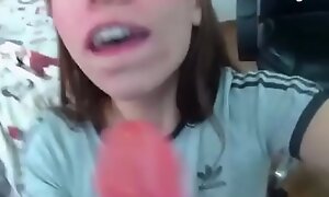 Secretive in force age teenager rides and sucks dildo
