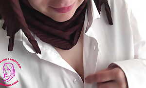 Along to Muslim girl's breasts