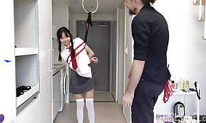 18yo Japanese school girl gets tied up and, suspended, and made to squirt for ages c in depth wearing will not hear of school unchangeable - Baebi Hel