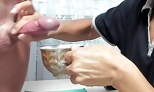 Old little one blowjob handjob cum in coffee food good-luck piece