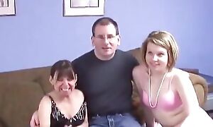 Nerdy pervert gets unwitting with the addition of fucks two lingerie babes in bed