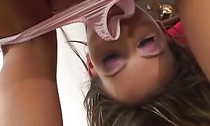 botheration stretched! Light-complexioned teen gets boastfully dusky cock support up her botheration with an increment of hose down almost tears her apart!