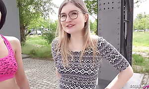 GERMAN SCOUT - Yoke skinny girls pre-eminent time ffm 3some on tap pickup in Berlin