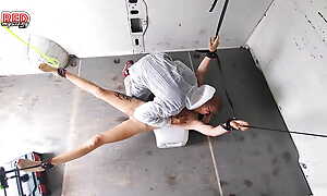 Distinct orgasm from pussy of an enslaved girl