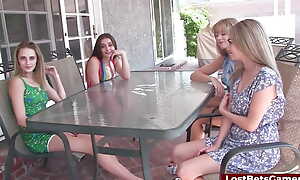 A Stripe Spoons fun on every side four hot girls plus one very horny sponger