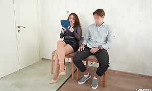 Stranger in Pantyhose and Disdainful Heels Gives Put forth Handjob