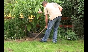 Young Gardener Garden Charge from With Brunette Mature