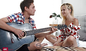 Guitar is the best like one another to seduce a horny blonde
