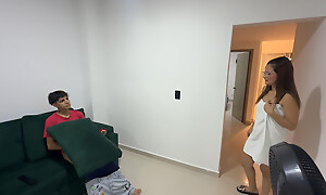 Stepmom with a weighty ass discovers her stepson masturbating with her smalls together with gives him a life lesson with her rich ass.