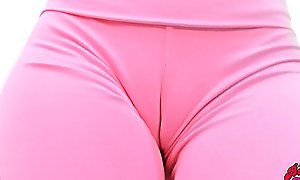 Super golden-haired legal age teenager shows unfathomable cameltoe muff in loaded with spandex